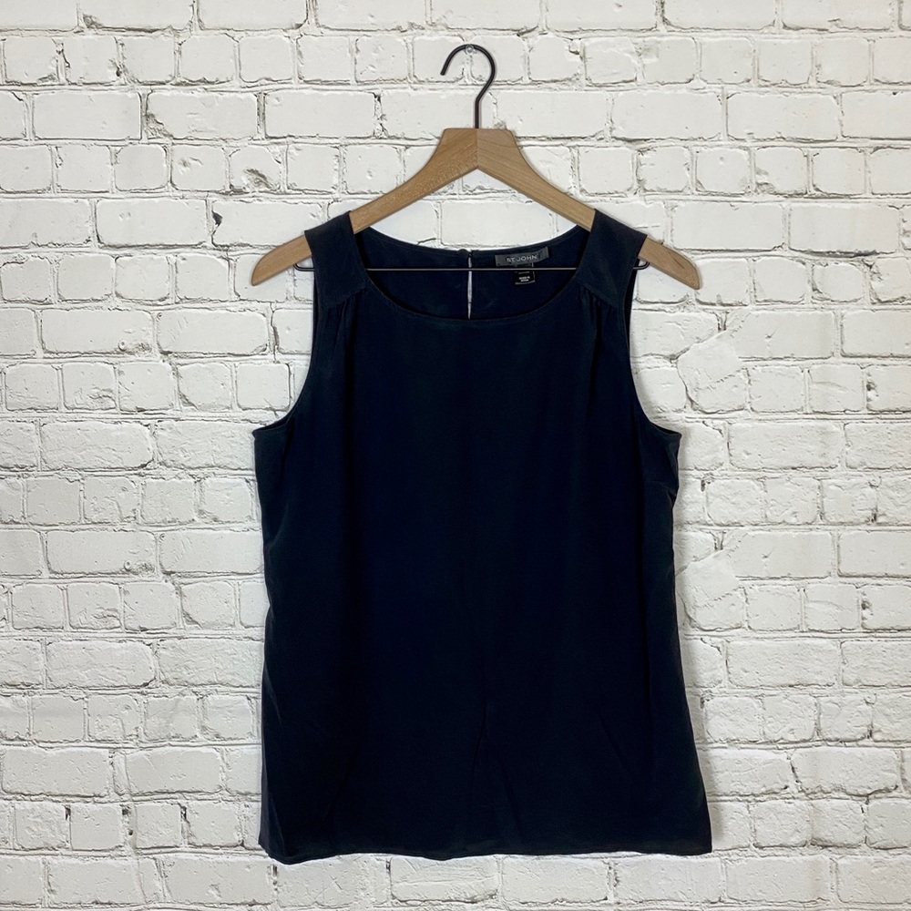St. John Black Silk Sleeveless Top Size 6